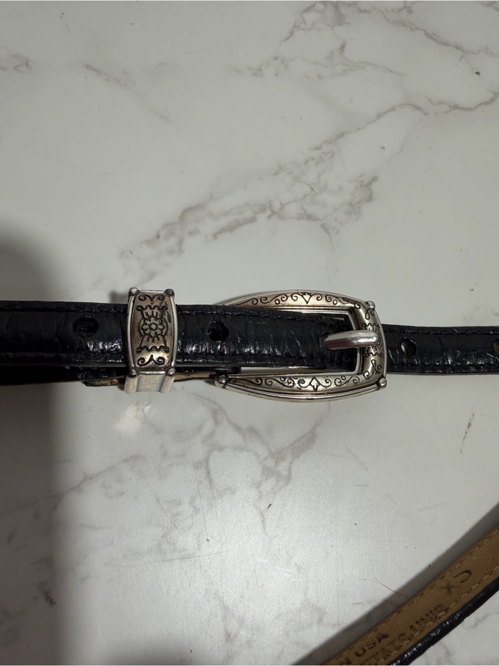 Talbot's Vintage Women's Black Leather Belt with Silver Filigree Accents - XS - Picture 6 of 12